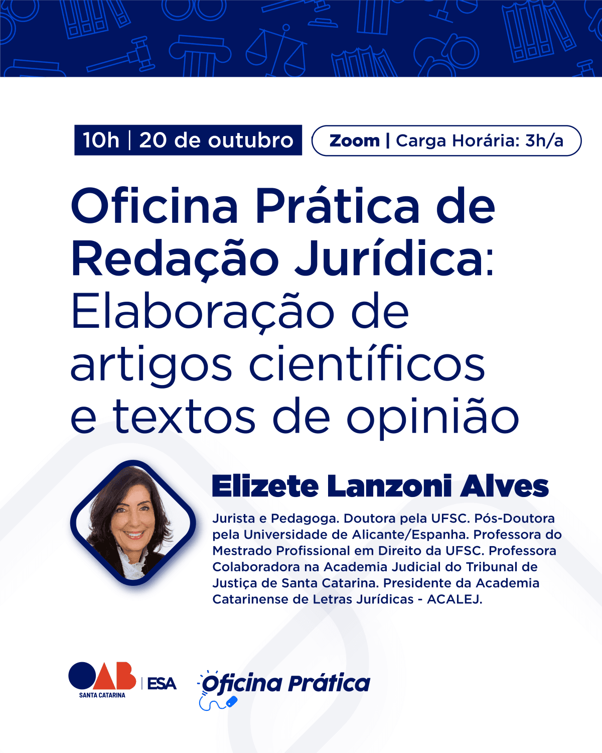 Oficina Prática de Redação Jurídica: elaboração de artigos científicos e textos de opinião
